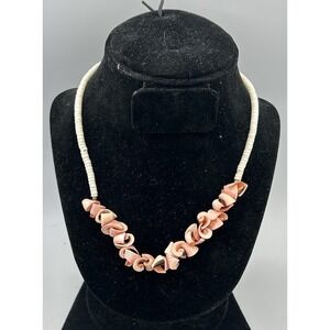Vintage Curly Cone Shell Necklace Choker MOP Hawaiian Boho Surfer Beach‎ Chic